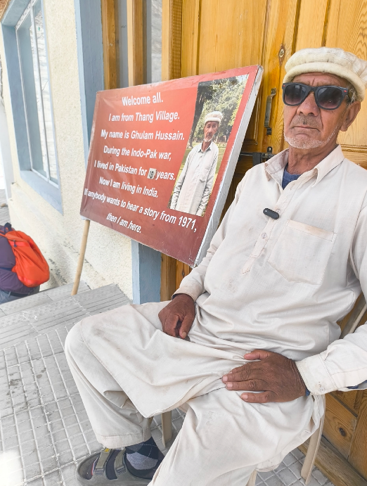 Picture 5: Ghulam Hussain from Thang village narrates his story from 1971 to visitors.